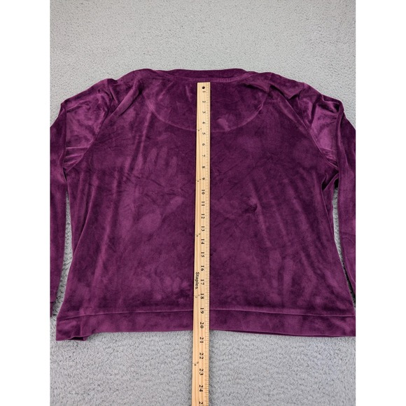 Juicy Couture Pullover‎ Womens XL Purple Velour Sleepwear Long Sleeve Crewneck - Picture 8 of 10